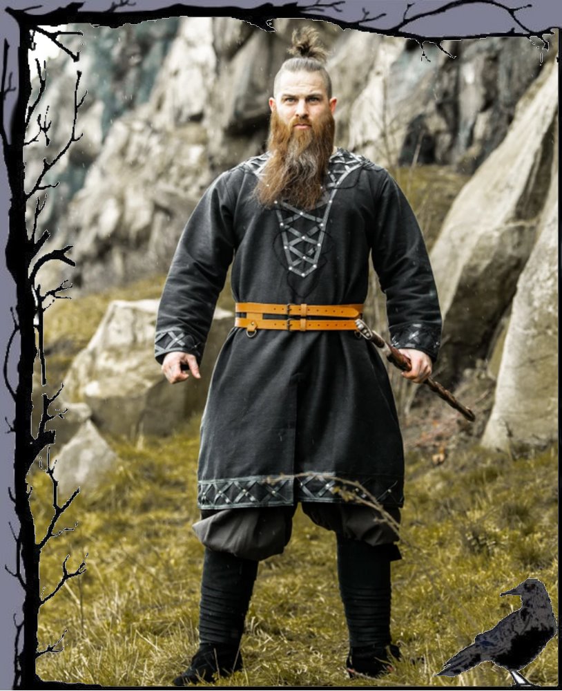 Medieval Viking Tunic with Leather Embellishments - Erik Leonardo Carbone